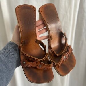 Vintage Y2K Leather Heeled Sandals